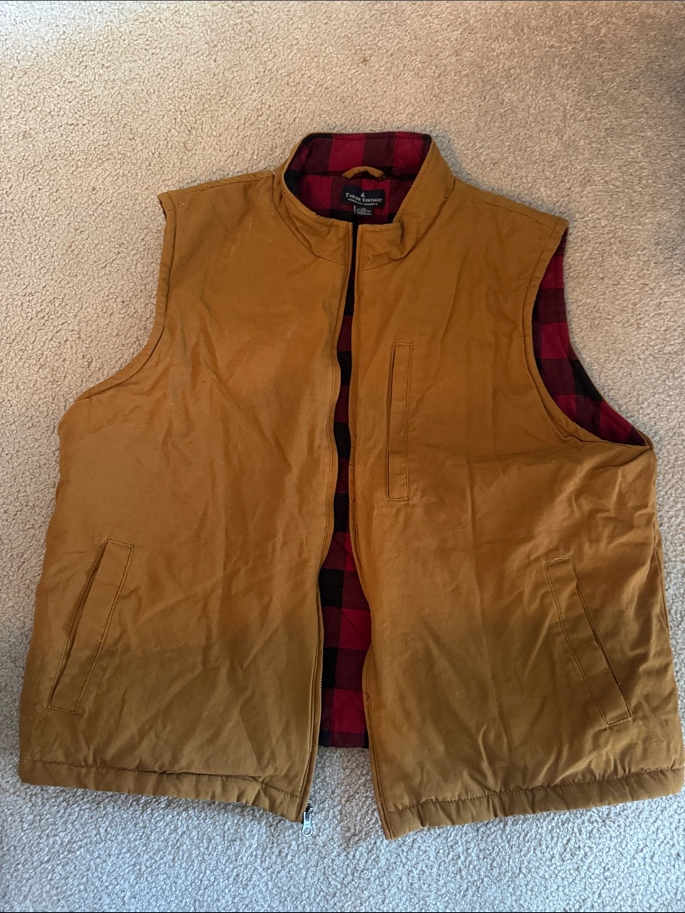 Tailor Vintage Mustard Men's Vest with Red Plaid Lining